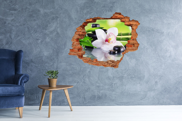Vinyl muursticker 3D breekeffect Een bloemenoase van rust