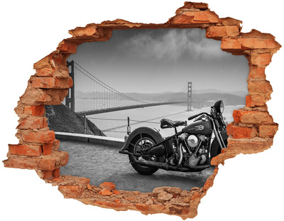 Vinyl muursticker 3D breekeffect Motorrijden bij de Golden Gate Bridge
