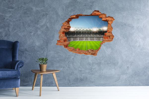 Vinyl muursticker 3D breekeffect Het voetbalstadion in actie.