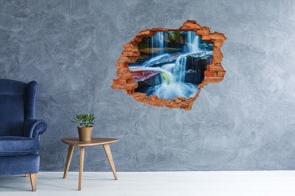 Vinyl muursticker 3D breekeffect Waterval tussen de rotsen