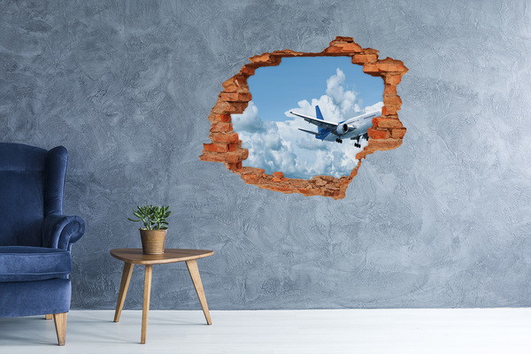 Vinyl muursticker 3D breekeffect Vliegen in de wolken