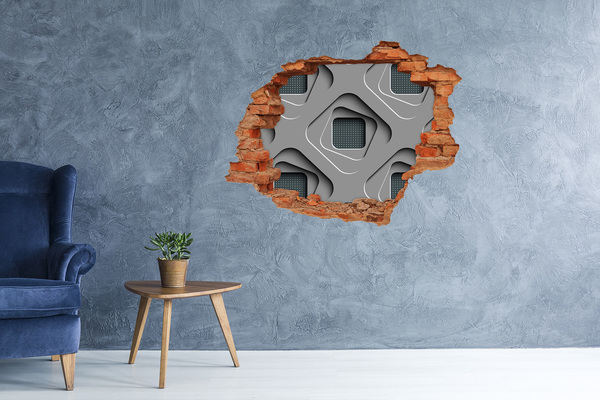 Grote 3D muursticker gat in de muur Modern ontwerp in beton