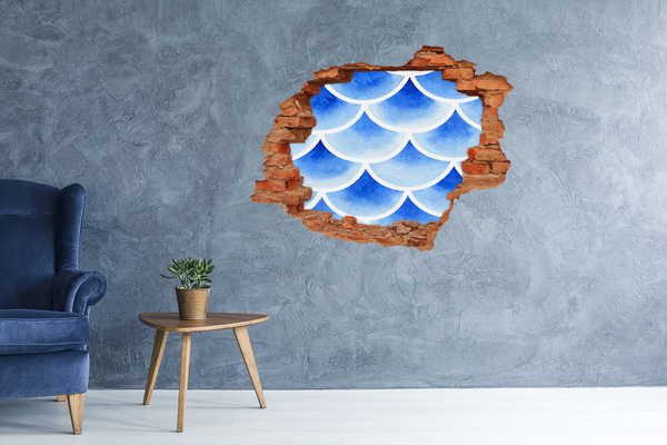 Vinyl muursticker 3D breekeffect Watergolven in een gat in de muur
