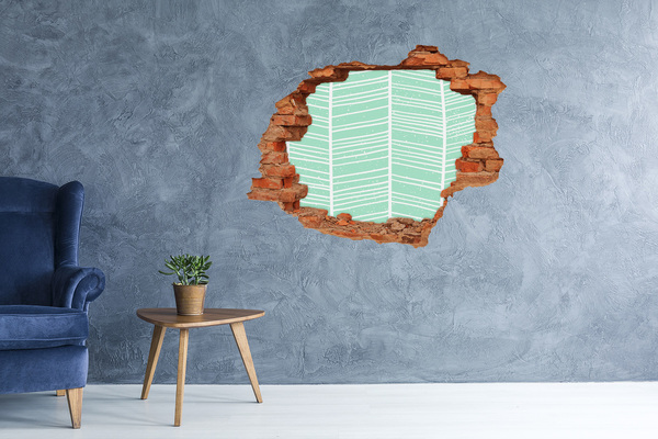 Vinyl muursticker 3D breekeffect Groene muur in Scandinavische stijl