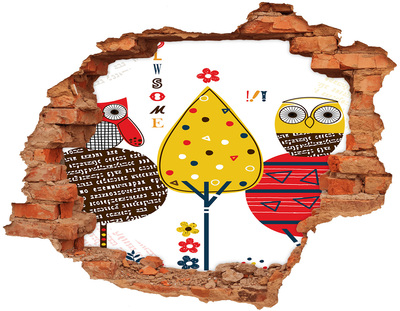 Vinyl muursticker 3D breekeffect Kleurrijke bomen in een gat in de muur