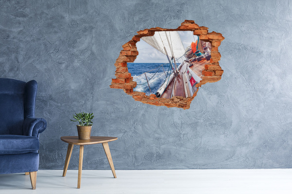Vinyl muursticker 3D breekeffect Vaar over zee