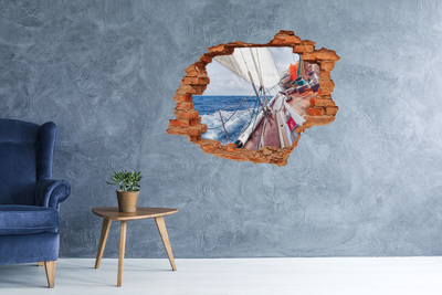 Vinyl muursticker 3D breekeffect Vaar over zee