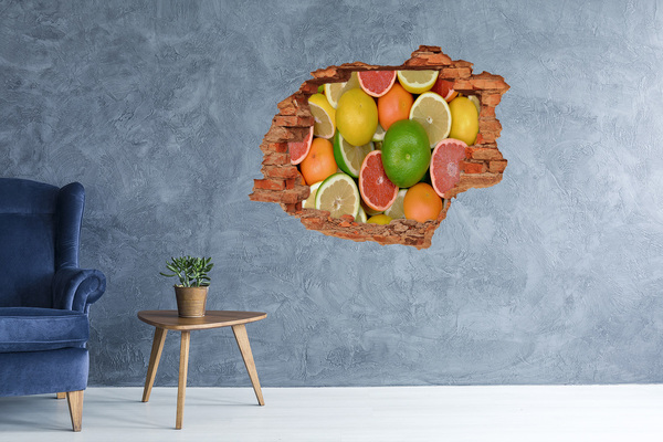 Grote 3D muursticker gat in de muur Fruitparadijs achter de muur