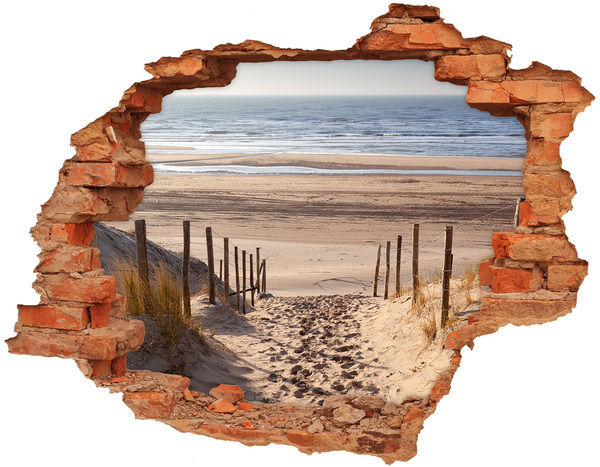 Grote 3D muursticker gat in de muur De weg naar het strand