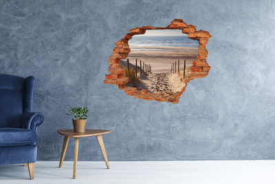 Grote 3D muursticker gat in de muur De weg naar het strand