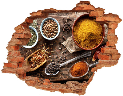 Vinyl muursticker 3D breekeffect Keukenspecerijen