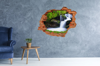 Grote 3D muursticker gat in de muur Waterval in het bos