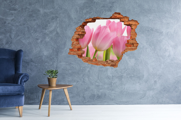 Grote 3D muursticker gat in de muur Een bloemendroom achter de muur