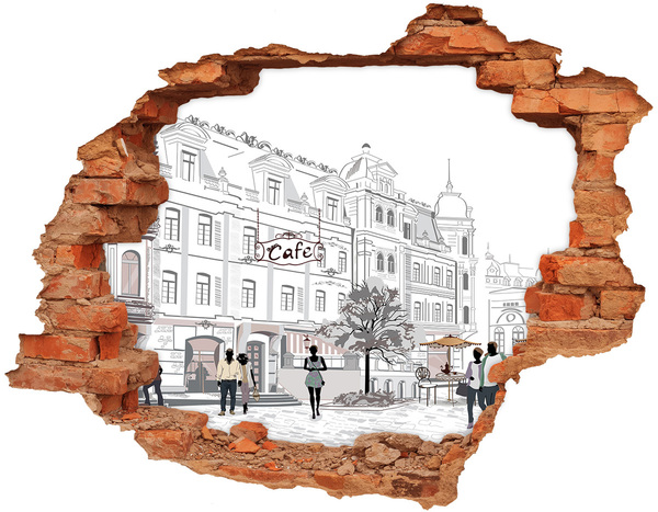 Dziura 3d fototapeta na ścianę Kawiarnia w europejskim stylu