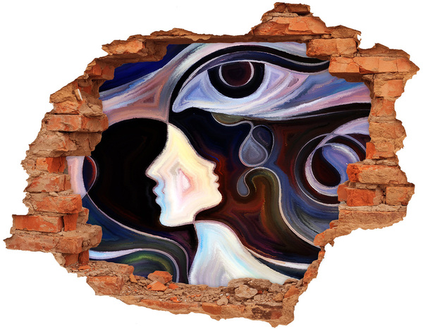 Dziura 3d fototapeta na ścianę Oblicza w chaosie kolorów