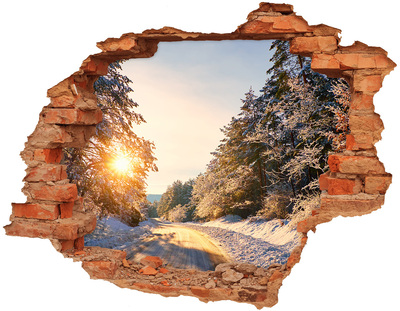 Grote 3D muursticker gat in de muur Winterlandschap in het bos