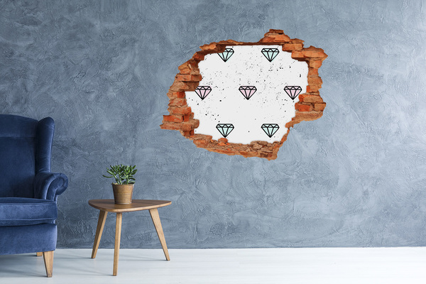 Grote 3D muursticker gat in de muur Diamanten muur