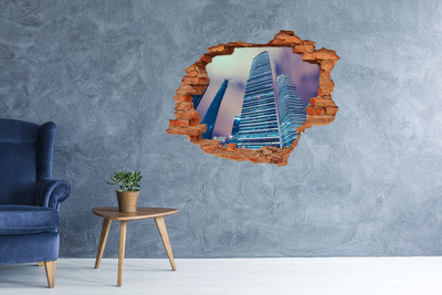 Fototapeta dziura na ścianę 3d Nowoczesne miasto przez dziurę w ścianie