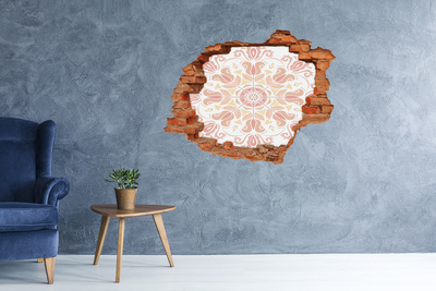 Vinyl muursticker 3D breekeffect Gat in de Muur Mandala
