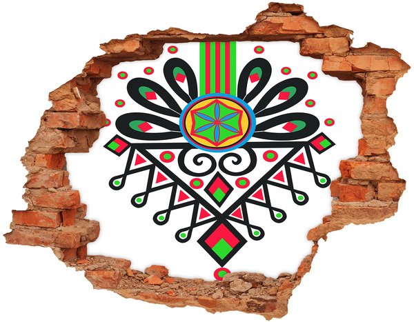 Vinyl muursticker 3D breekeffect Kleurrijk volkspatroon