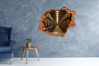 Vinyl muursticker 3D breekeffect Interieur van een wijnmakerij met vaten.
