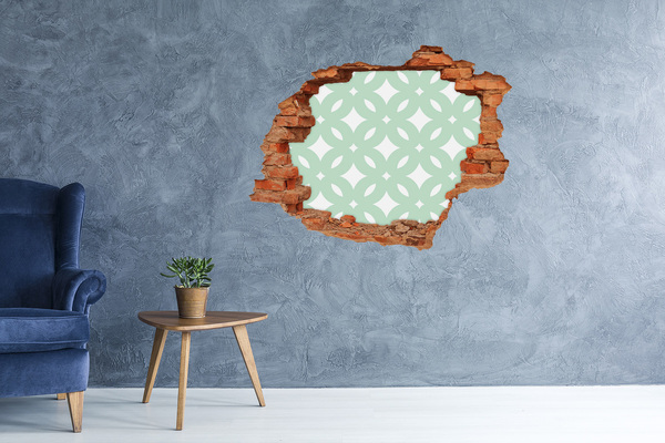 Grote 3D muursticker gat in de muur Groen mozaïek op de muur