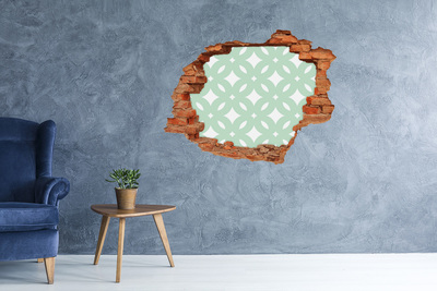 Grote 3D muursticker gat in de muur Groen mozaïek op de muur