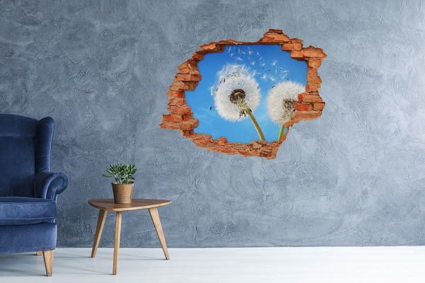 Vinyl muursticker 3D breekeffect Paardenbloemen in de blauwe lucht