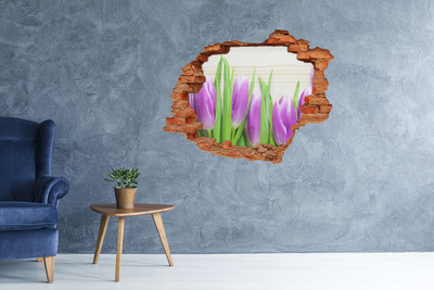 Grote 3D muursticker gat in de muur Bloemen in een gat in de muur