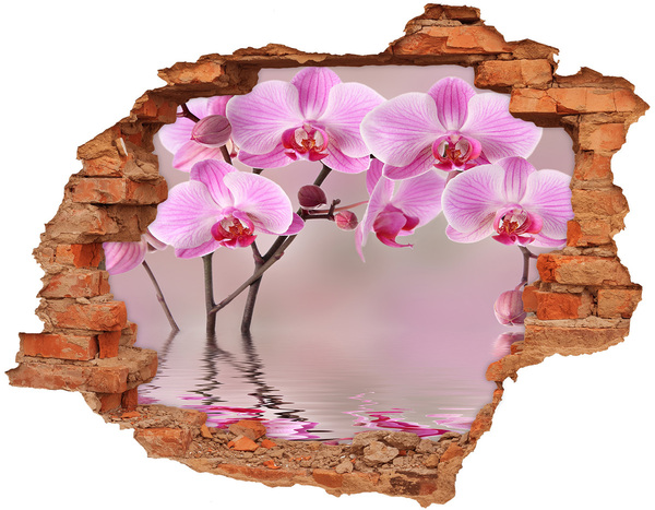 Grote 3D muursticker gat in de muur Orchidee in een gebroken muur