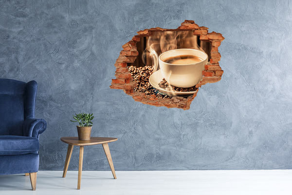 Vinyl muursticker 3D breekeffect Koffie in een stenen gat