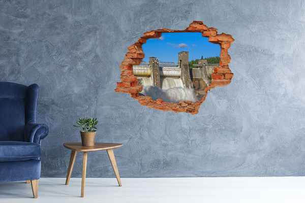 Grote 3D muursticker gat in de muur Waterval achter de ingestorte muur