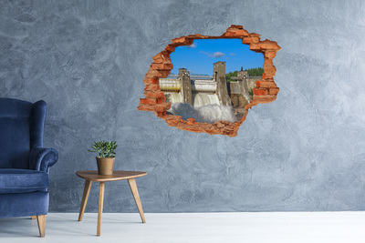 Grote 3D muursticker gat in de muur Waterval achter de ingestorte muur