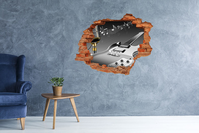 Vinyl muursticker 3D breekeffect Muzikaal gat in de muur