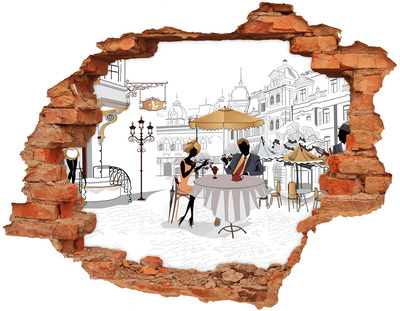 Grote 3D muursticker gat in de muur café in Europese stijl