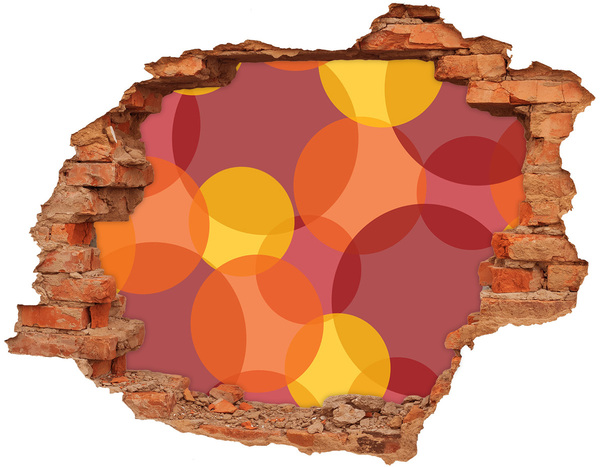 Vinyl muursticker 3D breekeffect Kleurrijke cirkels op een betonnen achtergrond