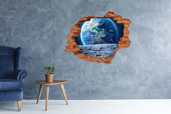 Grote 3D muursticker gat in de muur Kosmisch uitzicht vanuit een gat in de muur