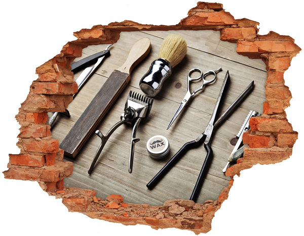 Vinyl muursticker 3D breekeffect Kappersworkshop