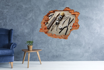 Vinyl muursticker 3D breekeffect Kappersworkshop