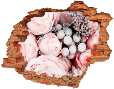 Grote 3D muursticker gat in de muur Een bloemenparadijs achter de muur.