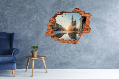 Grote 3D muursticker gat in de muur Magnoliabloemen in een gat in de muur