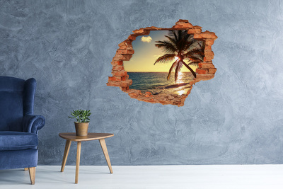 Grote 3D muursticker gat in de muur Hemel met wolken