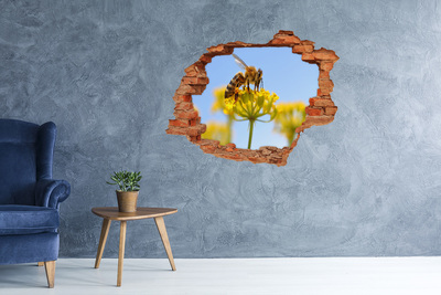 Vinyl muursticker 3D breekeffect Sappige aardbei door de muur