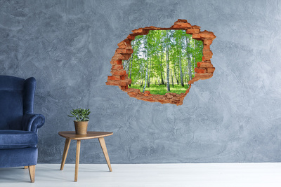 Grote 3D muursticker gat in de muur Groen bos in het zonlicht