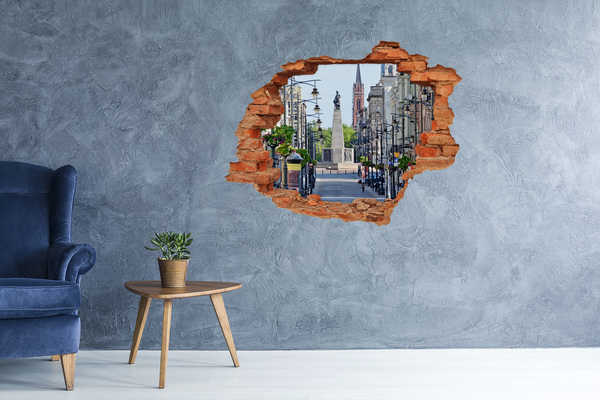 Grote 3D muursticker gat in de muur Tropische bladeren in een gat in de muur