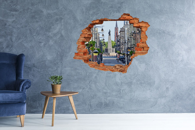 Grote 3D muursticker gat in de muur Tropische bladeren in een gat in de muur