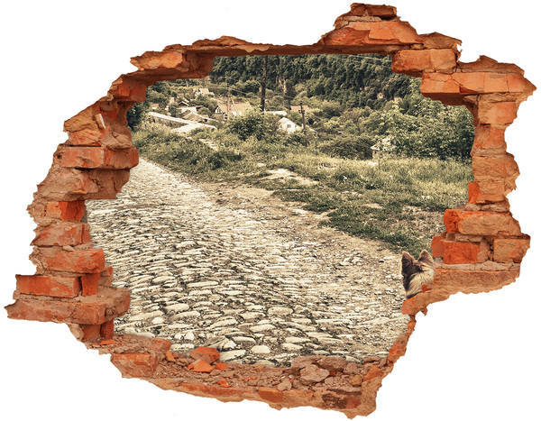 Grote 3D muursticker gat in de muur Groenstrook achter het gat