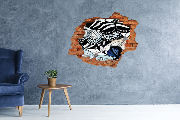 Dziura 3d foto tapeta naklejka Motyle w kolorowej kompozycji