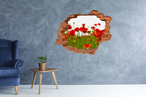 Grote 3D muursticker gat in de muur Een bloemenparadijs achter de muur.