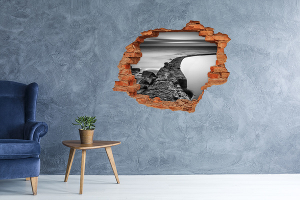 Grote 3D muursticker gat in de muur Zonsondergang boven de weide